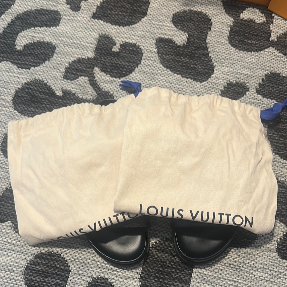 Louis Vuitton “Bom Dia” Black Sandals with Gold Details - Picture 6 of 16